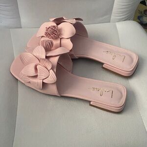 Lulu's Pink Floral Slide Sandals